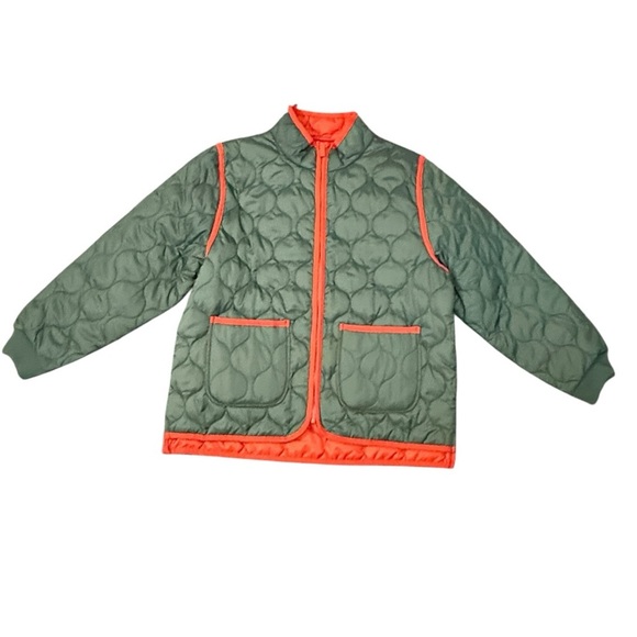 Free Assembly Quilted Bomber Jacket - Size XXL - Sage Green with Orange Trim - Picture 1 of 6